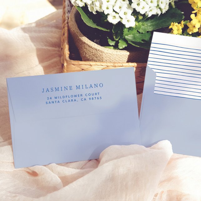 Whimsical Blue Frame Bridal Shower Return Address Envelope (Creator Uploaded)