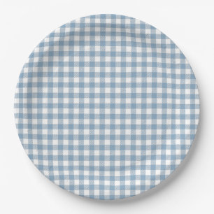Whimsical Blue Gingham Paper Plate