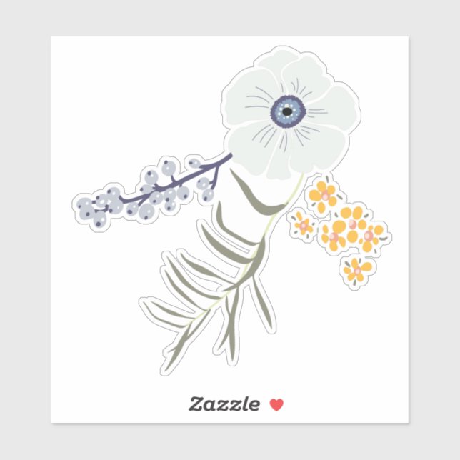 Whimsical Blue Grey Yellow Flowers (Sheet)