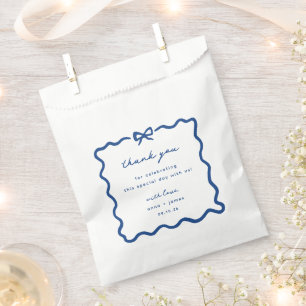Whimsical Blue Hand Drawn Bow Frame Wedding Favour Bag