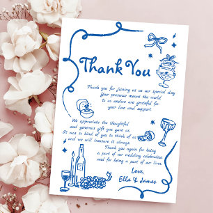 Whimsical Blue Hand Drawn Wedding Invitation