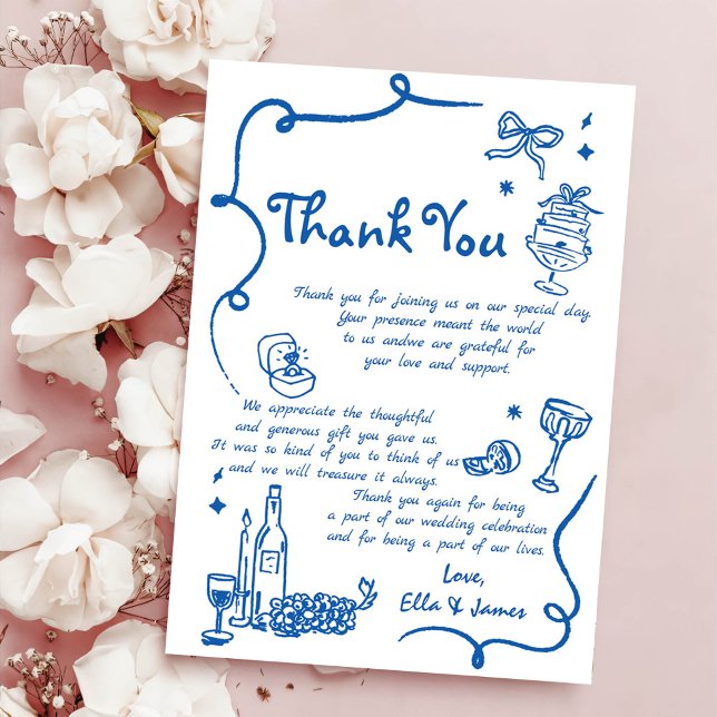 Whimsical Blue Hand Drawn Wedding Invitation (Creator Uploaded)