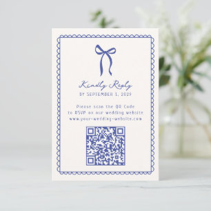 Whimsical, blue Hand drawn Wedding QR code Rsvp Card