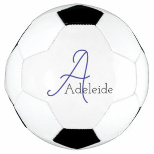 Whimsical Blue Monogram Personalised Soccer Ball