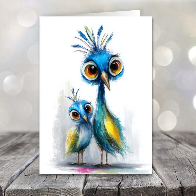 Whimsical Blue Peacock Mother's Day Holiday Card (Creator Uploaded)