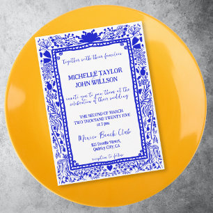 Whimsical Blue Quirky Doodle Hand Drawn Invitation