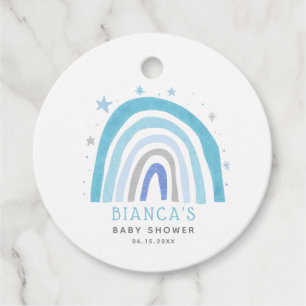 Whimsical Blue Rainbow Baby Shower Favour Tags