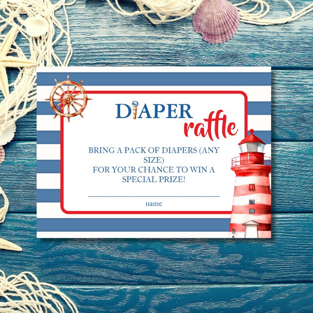 Whimsical Blue Red Nautical Diaper Raffle Insert (Creator Uploaded)