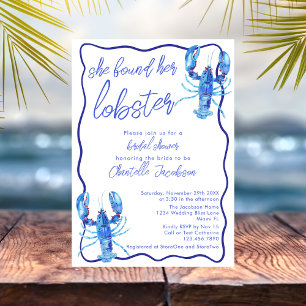 Whimsical Blue She Found Her Lobster Bridal Shower Invitation