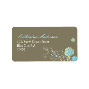 Whimsical Blue Snow Flower Wedding Address Labels