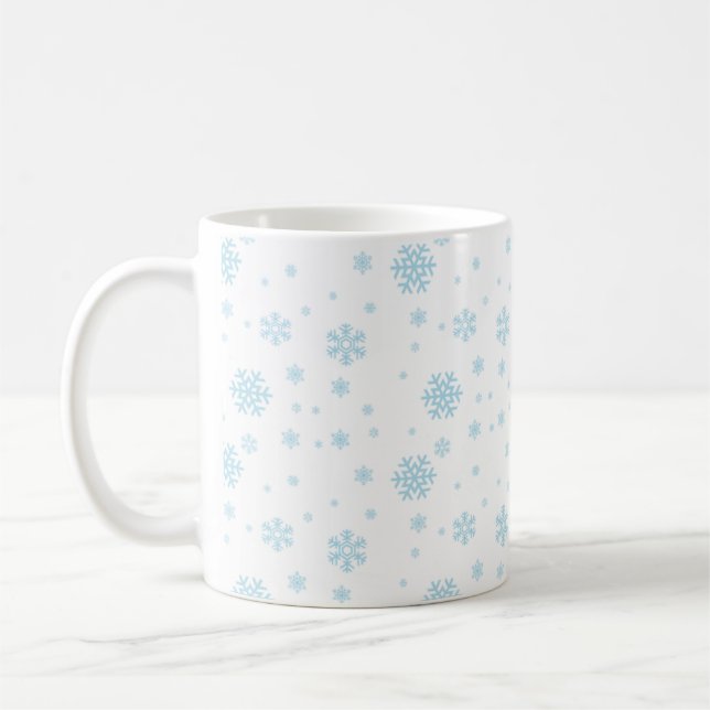 Whimsical Blue Snowflake Pattern Mug (Left)