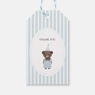 Whimsical blue teddy bear thank you  gift tags