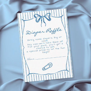 Whimsical Blue Watercolor Bow Stripe Baby Shower Enclosure Card