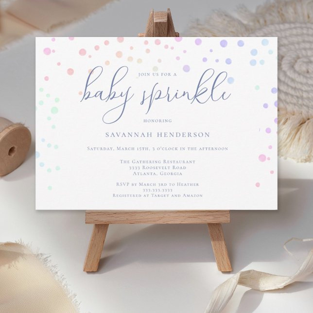 Whimsical Blue Watercolor Confetti Baby Sprinkle Invitation (Creator Uploaded)