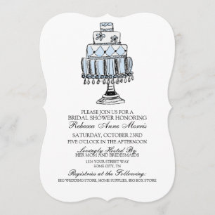 Whimsical Blue Wedding Cake Bridal Shower Invitation