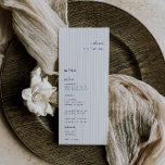Whimsical Blue Wedding Place Card Menu<br><div class="desc">Whimsical Blue minimalist,  wedding guest place card and menu. Features,  French Blue typography and light blue stripe pattern backgrounds. Fonts and background colour can be customised. Please note: guest names must be entered and added to your cart individually.</div>