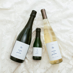 Whimsical Blue Wedding Wine Label