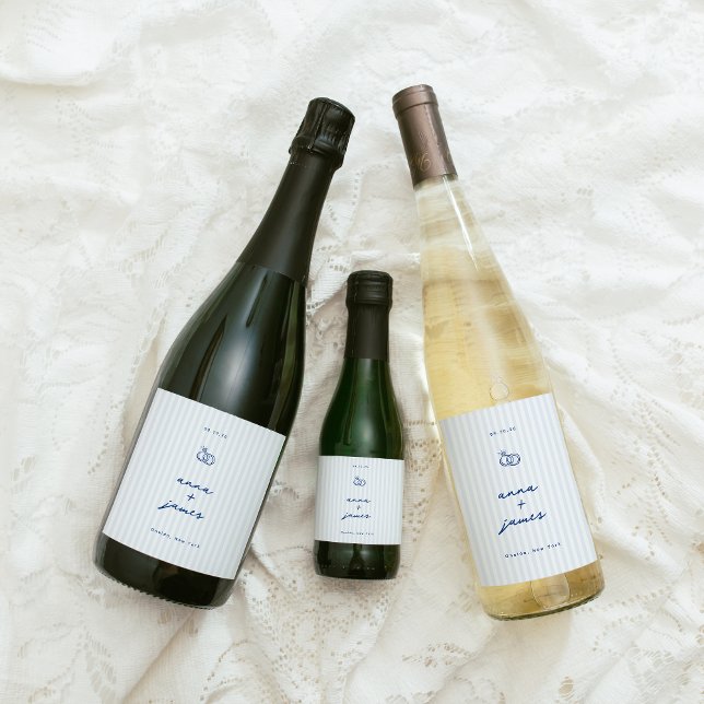 Whimsical Blue Wedding Wine Label (Creator Uploaded)