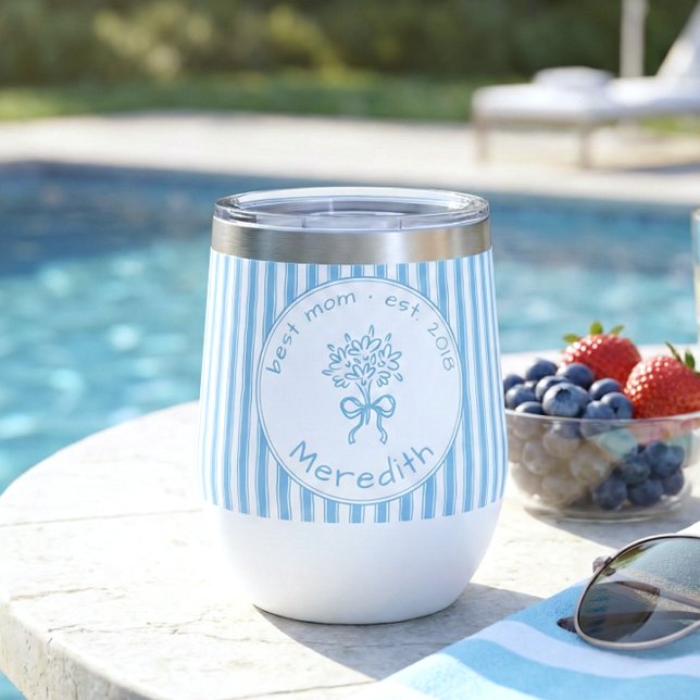 Whimsical Blue White Stripe Preppy Mum Established (Creator Uploaded)