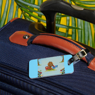 Whimsical Bluebird and Birdhouse Cute Spring Luggage Tag