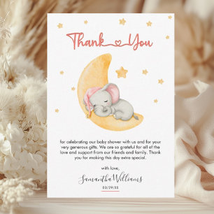 Whimsical Blush Elephant Baby Shower Thank You Card