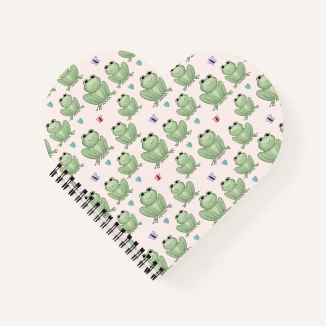 Whimsical Blush Watercolor Frog Nursery Notebook (Front)