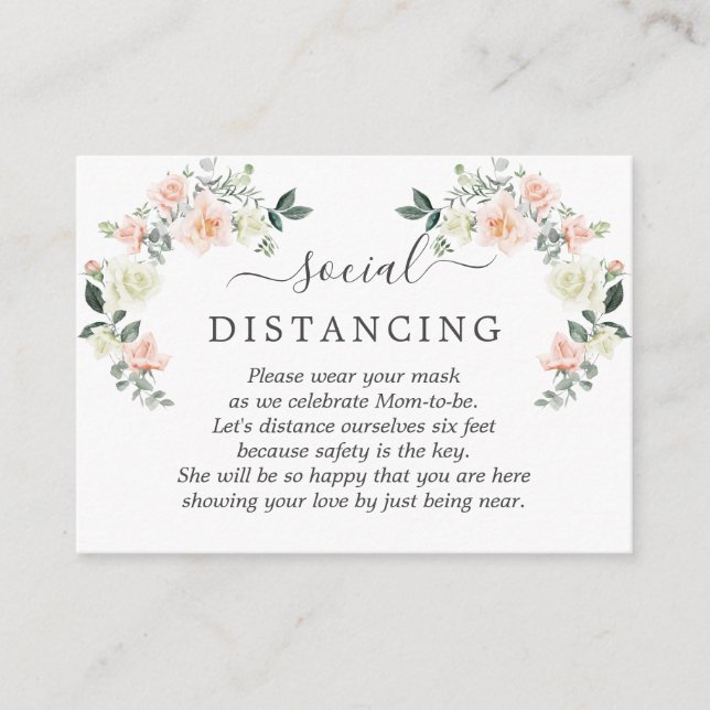 Whimsical Blush White Flowers Baby Shower Details Enclosure Card (Front)