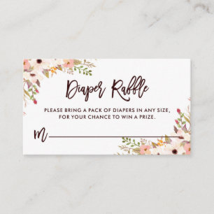 Whimsical Bohemian Flower Diaper Raffle Enclosure Card