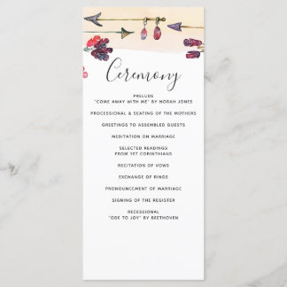 Whimsical Bohemian free spirit wedding programs