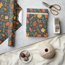 Whimsical Boho Autumn Leaves on Black