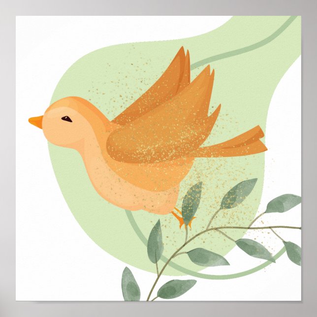 Whimsical boho bird, poster (Front)