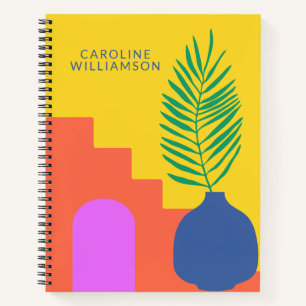 Whimsical Boho Botanical Shapes Personalised Name Notebook