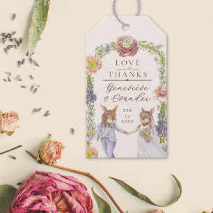 Whimsical Boho Bunny Rabbit Love Floral Wedding  Gift Tags