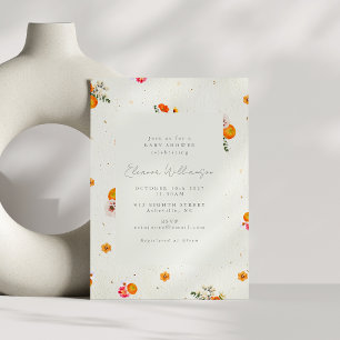 Whimsical Boho Cottagecore Floral Baby Shower Invitation