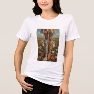 Whimsical Boho Cowgirl Unmatched Orange Boots Tri-Blend Shirt