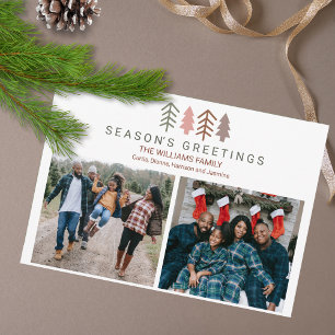 Whimsical Boho Custom Two Photo Christmas Holiday Card