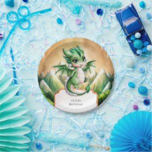 Whimsical Boho Dragon Birthday Paper Plate