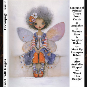 Whimsical Boho Fairy with Afro Hair EQ1L Decoupage Tissue Paper