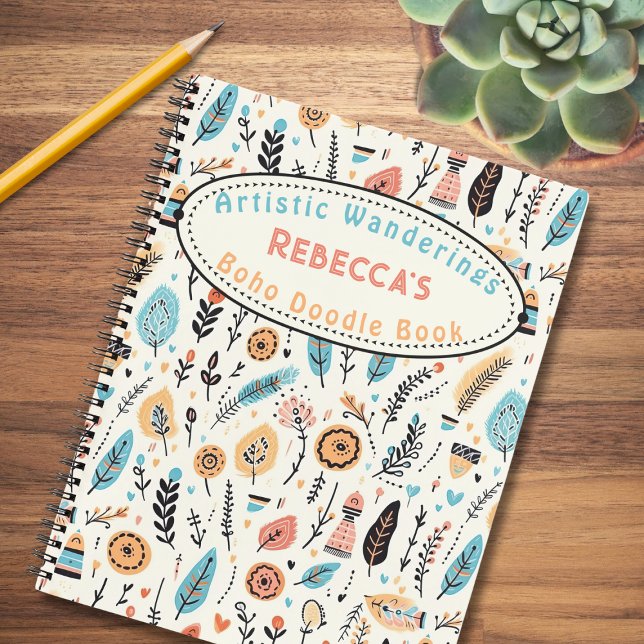 Whimsical Boho Floral Kid Name Sketch  Notebook (Let their imagination bloom! Add your child's name to create a personal touch. Order today.)