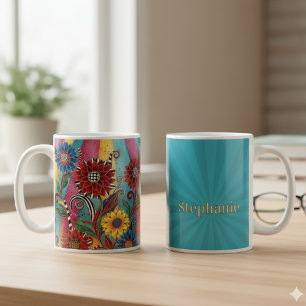 Whimsical Boho Floral – Vibrant Birthday Gift Coffee Mug