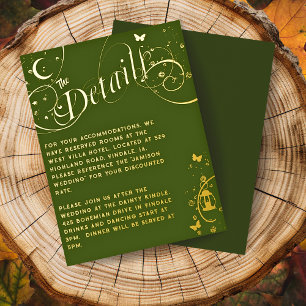 Whimsical Boho Green Gold Foil Wedding Detail Card