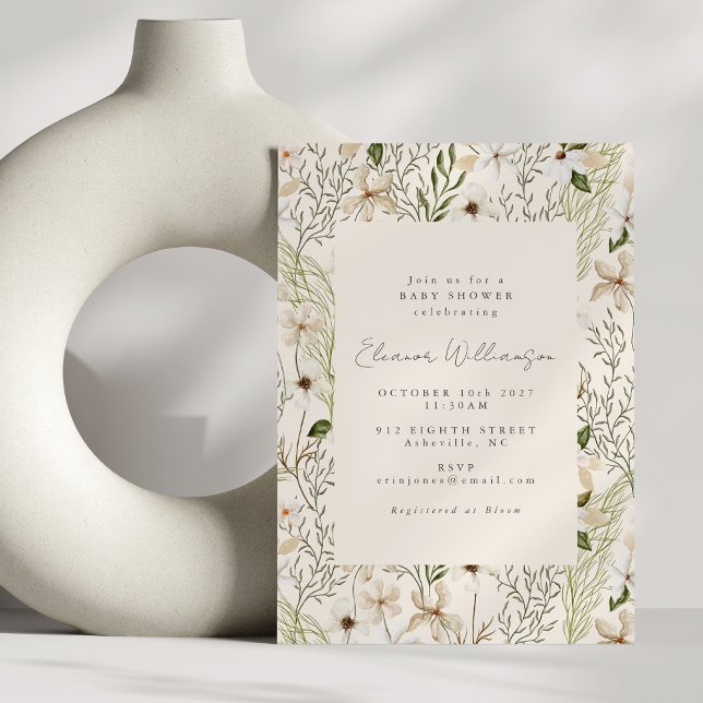 Whimsical Boho Greenery Foliage Baby Shower Invitation (Creator Uploaded)