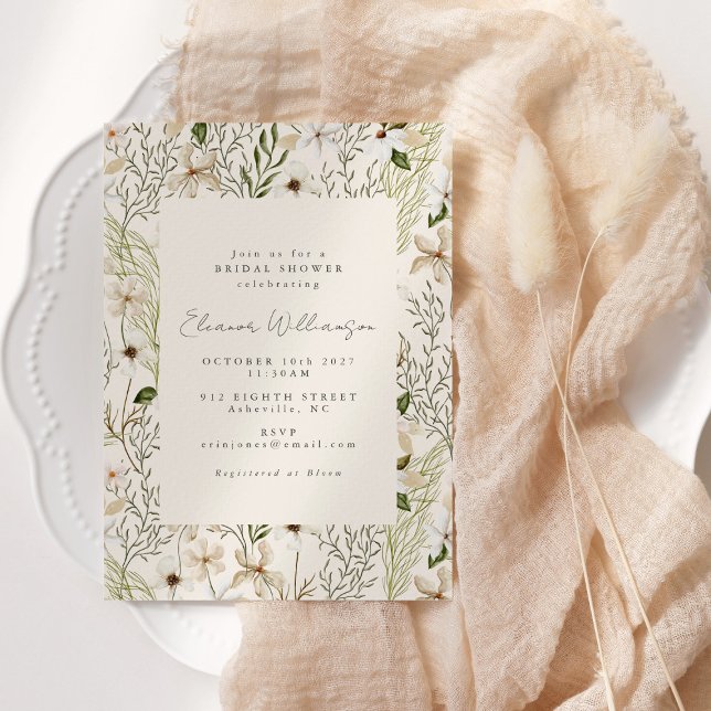 Whimsical Boho Greenery Foliage Bridal Shower Invitation (Creator Uploaded)