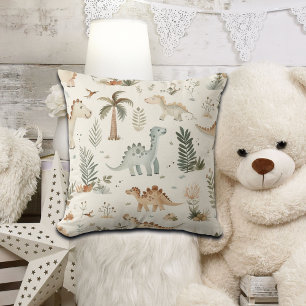 Whimsical Boho Jungle Dinosaur Pattern Cushion