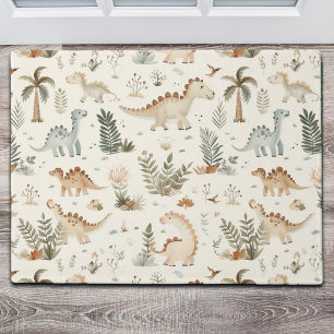 Whimsical Boho Jungle Dinosaur Pattern Doormat