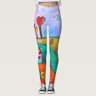 Whimsical Boho Magic colourful Fun Art Fairy Leggings