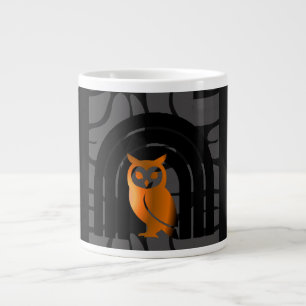 Whimsical Boho Owl & Tropical Monstera Leaf Large Coffee Mug