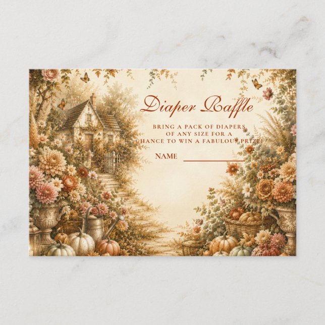 Whimsical Boho Pumpkin Diaper Raffle Enclosure Card (Front)
