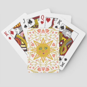 Whimsical Boho Sun & Flowering Vines CUSTOMIZE IT Playing Cards