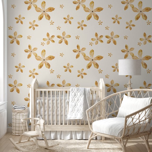 Whimsical Boho Watercolor Flowers   Wallpaper (Kids)